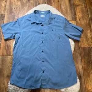 Columbia Sportswear Men's‎ Shirt Size XL Button Front Short Sleeve Blue Textured